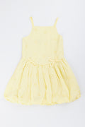 Yellow Floral Embroidered Bubble Dress