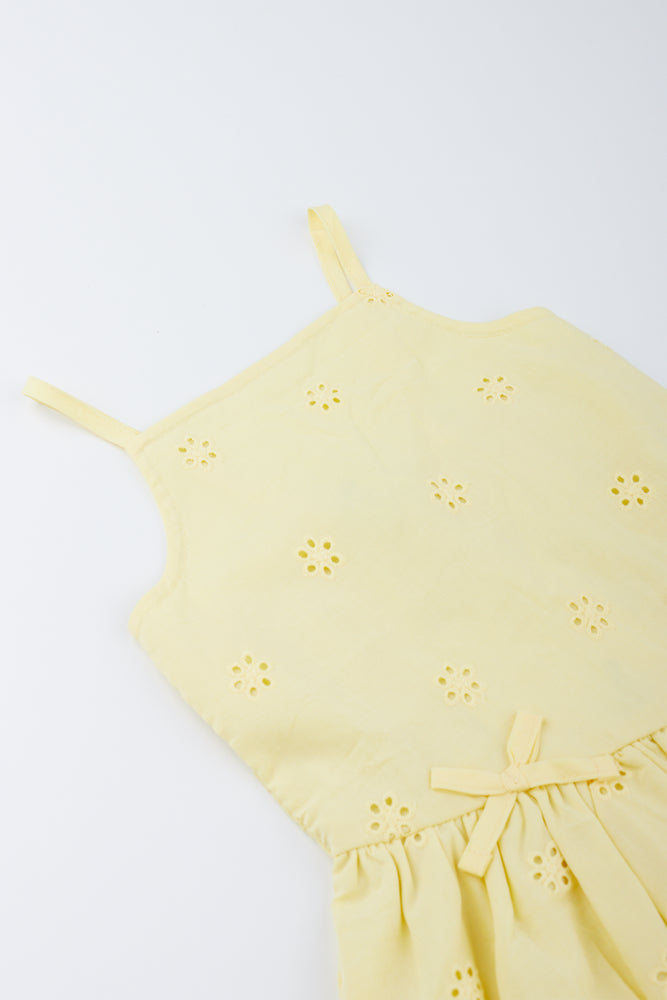 Yellow Floral Embroidered Bubble Dress (1)