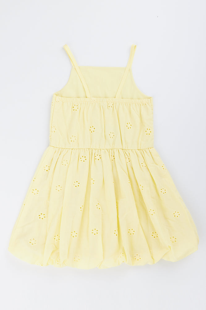 Yellow Floral Embroidered Bubble Dress (2)