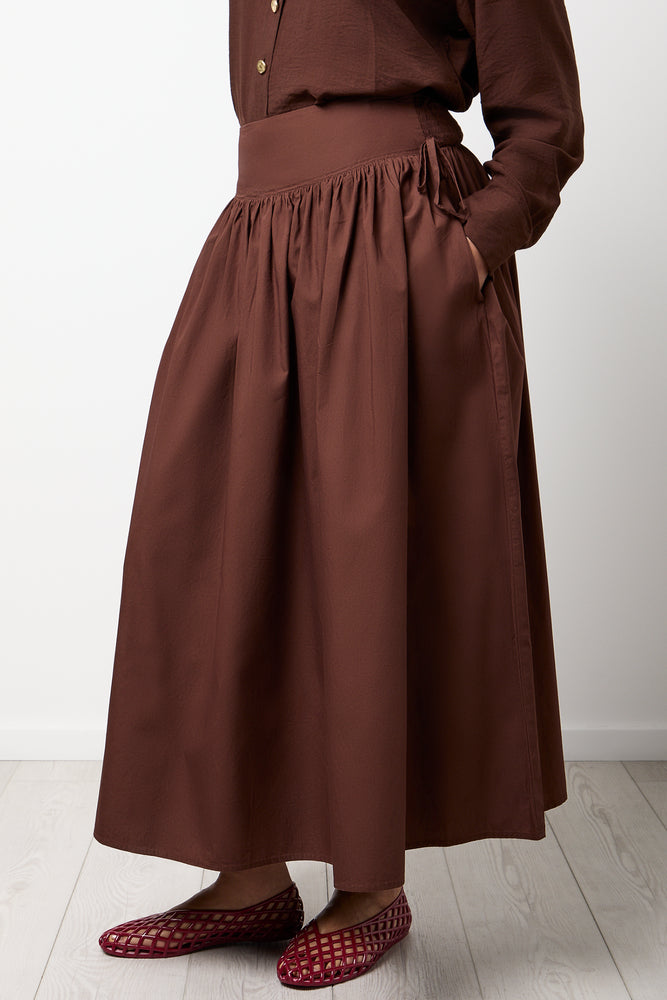 Chocolate Poplin Basque Skirt (1)