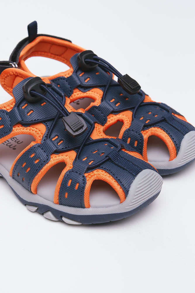 Navy & Orange Closed Toe Adventure Sandals (2)