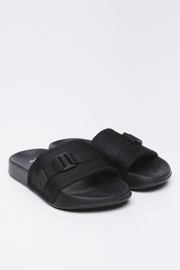 Black Utility Buckle Slides