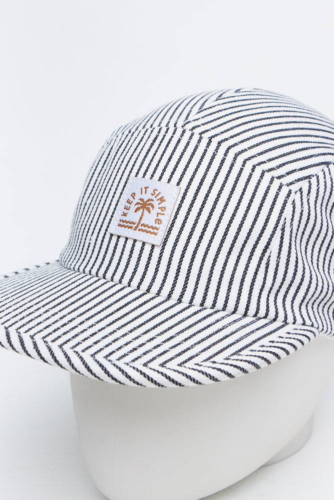 Striped 5 Panel Flat Bill Cap (1)