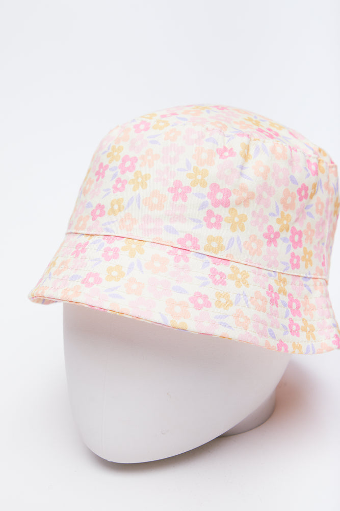 Yellow Floral Bucket Hat Sunglasses Set (1)
