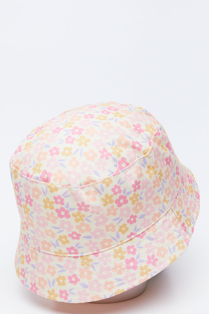 Yellow Floral Bucket Hat Sunglasses Set (2)