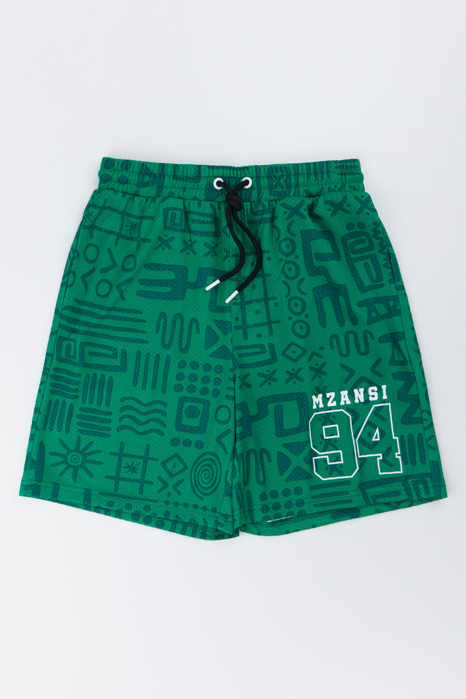 Green Heritage Print Shorts
