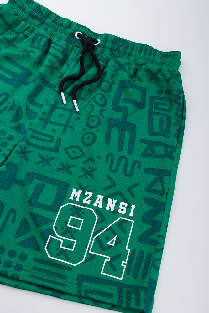 Green Heritage Print Shorts (1)