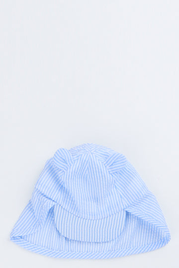 Blue Seersucker Peak Hat