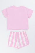 Pink Stitch Graphic Shorts Set (2)