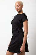 Black Ruched Fit and Flare Dress (1)