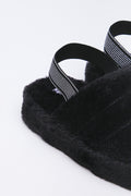 Black Plush Sling Back Slippers (3)
