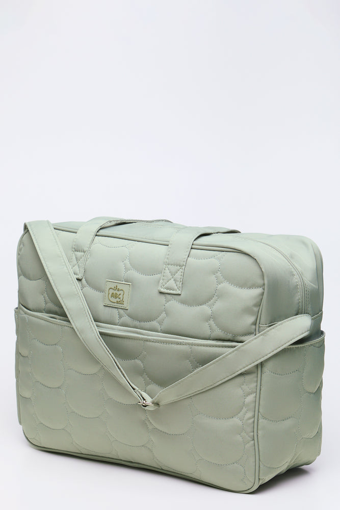 Quilted Nylon Bowler Bag Sage (1)