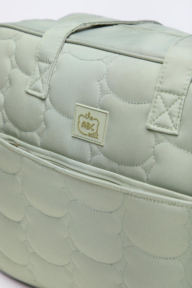 Quilted Nylon Bowler Bag Sage (2)