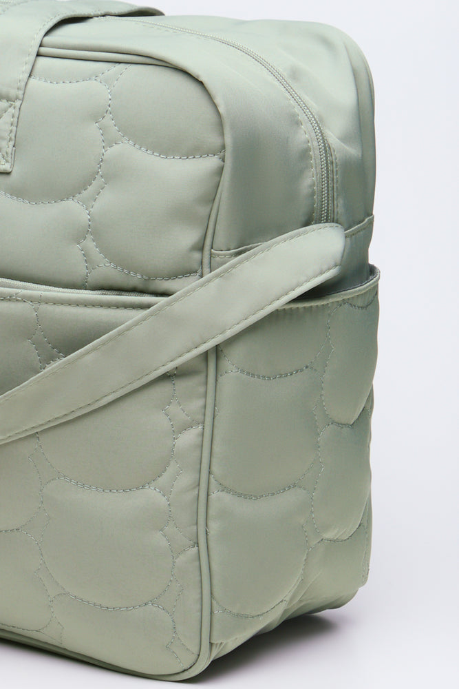 Quilted Nylon Bowler Bag Sage (3)