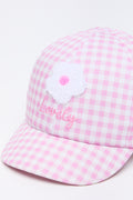 Pink Gingham Flower Peak Cap (1)
