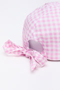 Pink Gingham Flower Peak Cap (3)