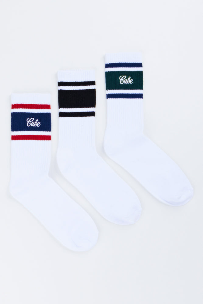 3 Pack Striped Anklet Socks