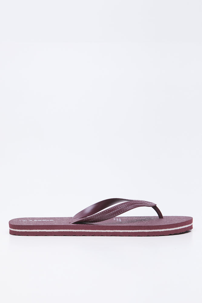 Burgundy Textured Flip Flops (1)