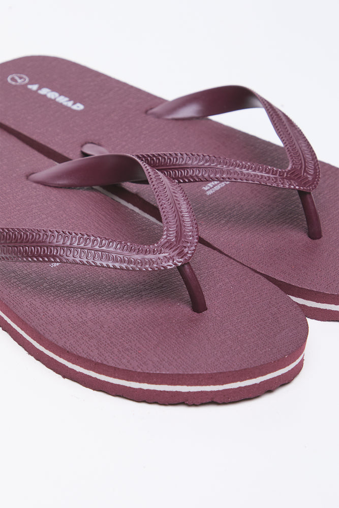 Burgundy Textured Flip Flops (2)