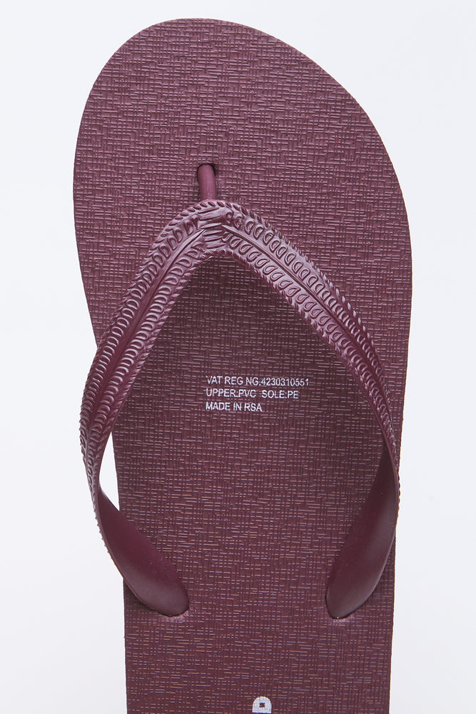 Burgundy Textured Flip Flops (4)