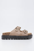 Beige Double Buckle Platform Sandals (1)