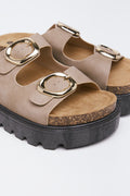 Beige Double Buckle Platform Sandals (2)