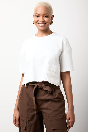 White Short Sleeve Cargo Top