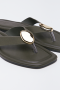 Olive Green Metal Trim Sandals (2)