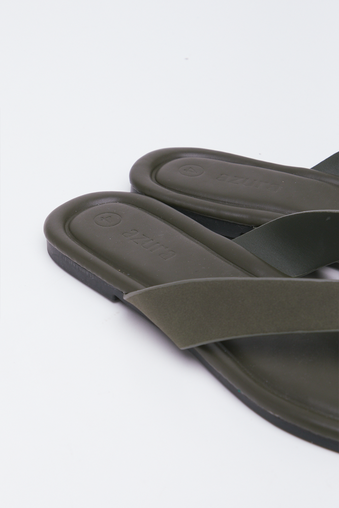 Olive Green Metal Trim Sandals (3)