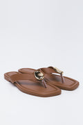 Brown Metal Trim Sandals