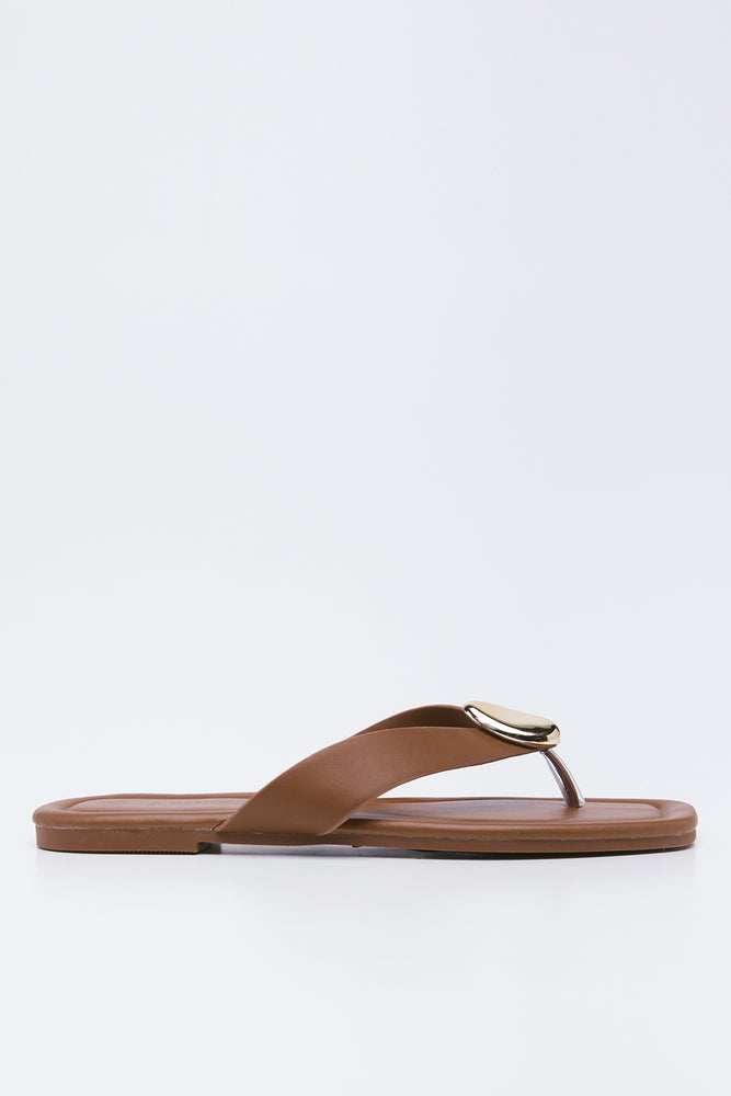 Brown Metal Trim Sandals (1)