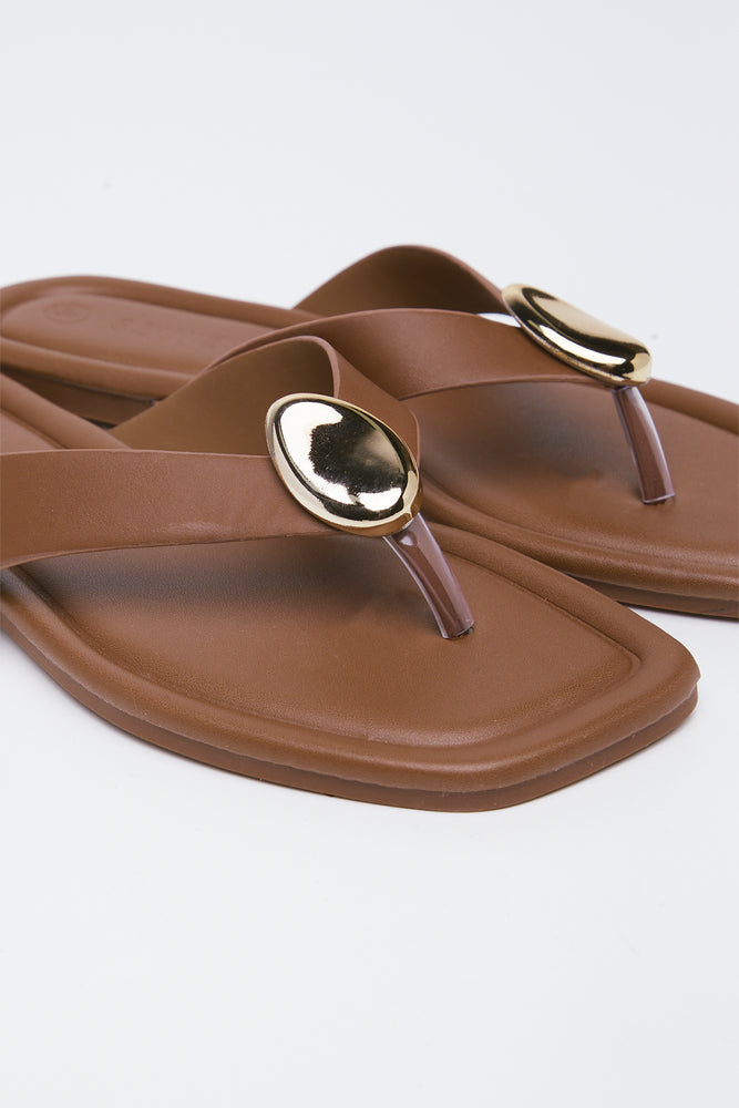 Brown Metal Trim Sandals (2)