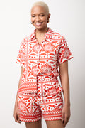 Bright Red Floral Resort Shirt