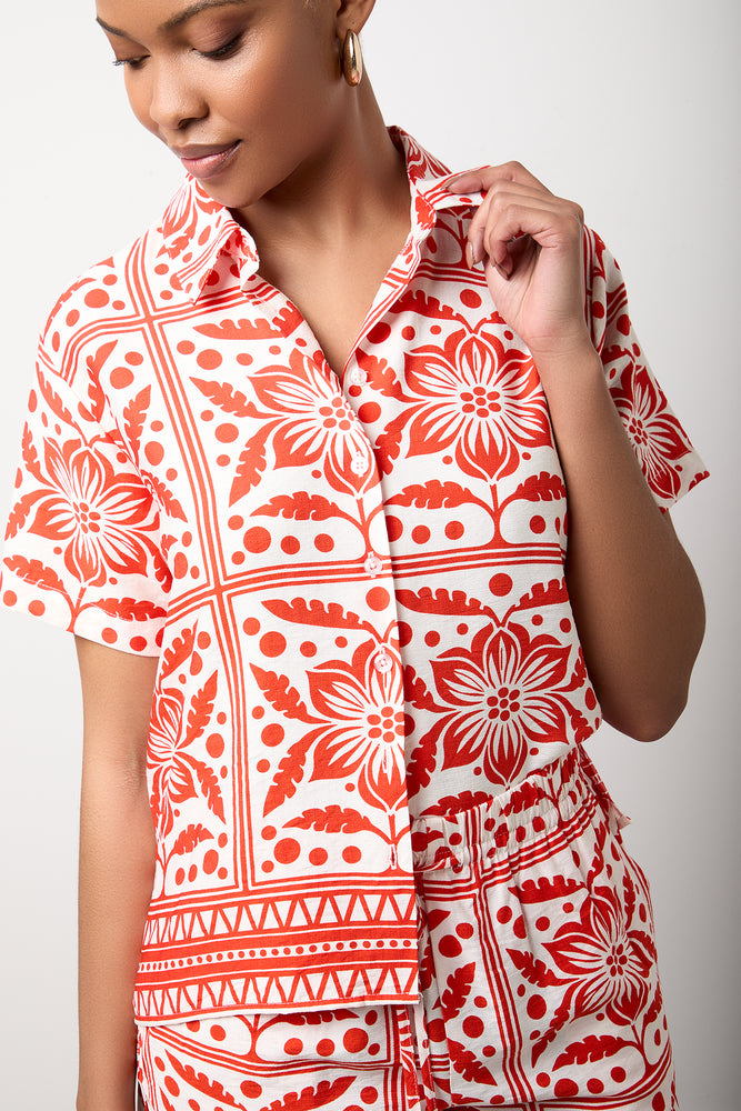 Bright Red Floral Resort Shirt (3)