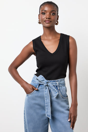 Versatile Black Sleeveless V-Neck Vest