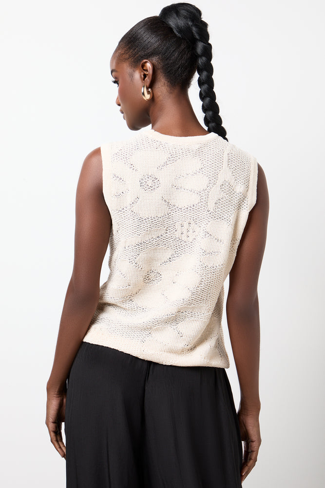 Stone Sleeveless Crochet Knit Top (2)