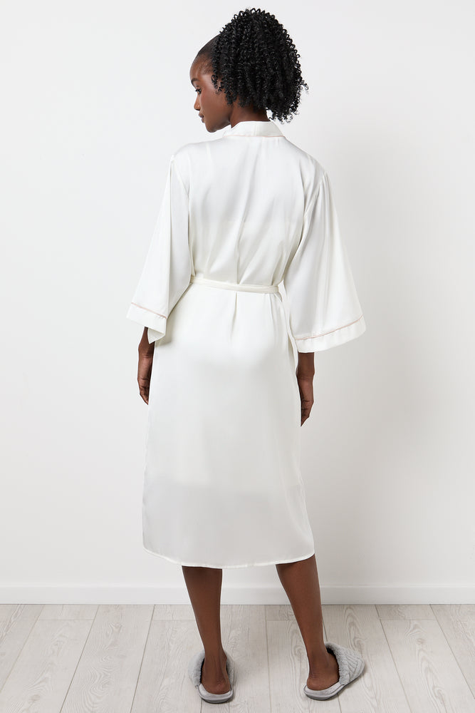 White Satin Kimono Robe (2)