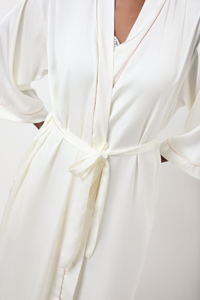 White Satin Kimono Robe (3)