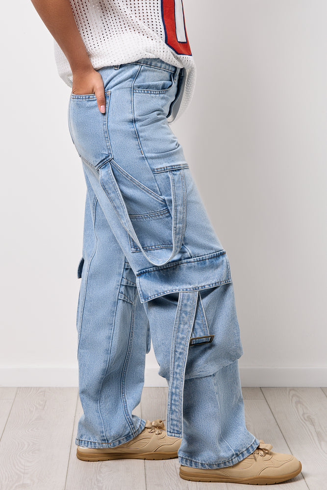 Light Blue Utility Denim Pants (1)