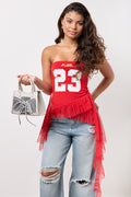 Red Graphic Boobtube Top