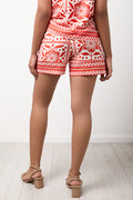 Red Floral Print Short (2)