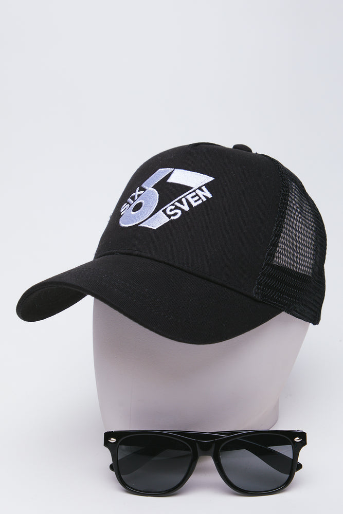Black Cap & Sunglasses Set