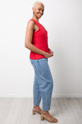 Coral Off-Centre Button Vest (1)