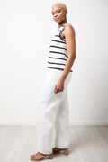 White & Navy Striped Knit Vest (1)