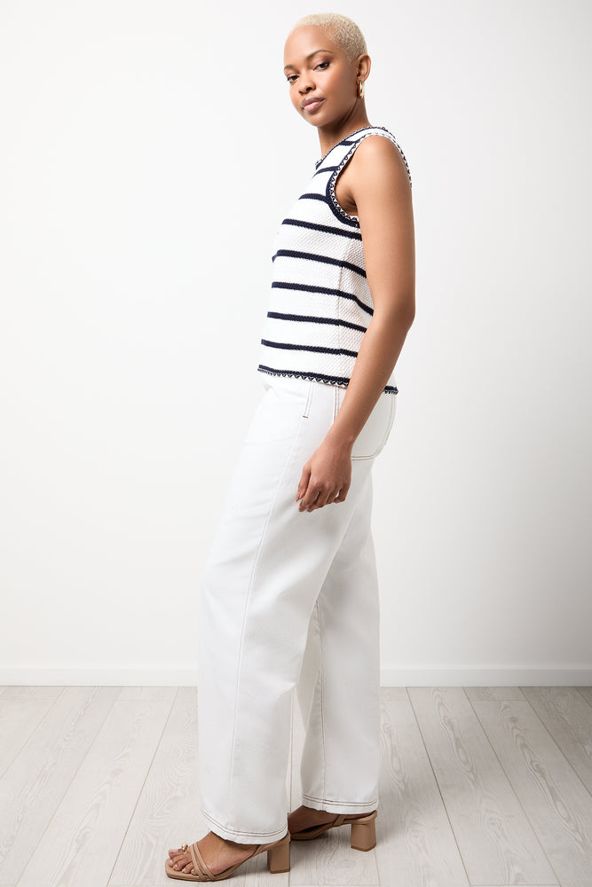 White & Navy Striped Knit Vest (1)