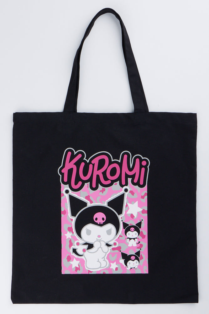 Kuromi Black Graphic Print Tote Bag