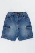 Mid Blue Denim Cargo Shorts