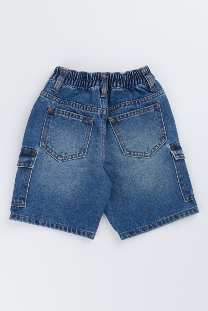 Mid Blue Denim Cargo Shorts (2)