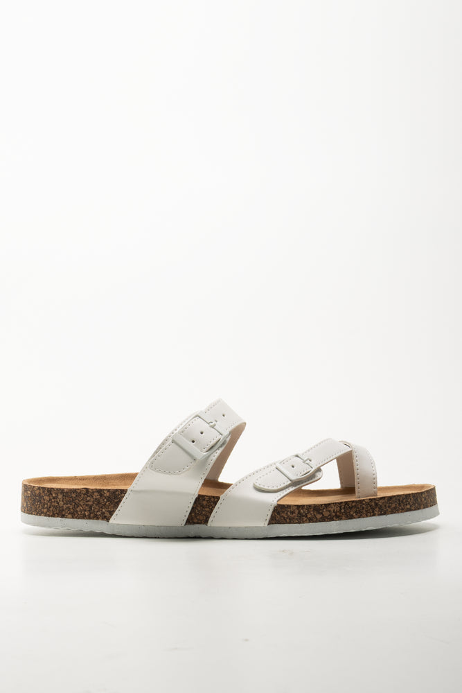 White Toe Post Footbed Sandals