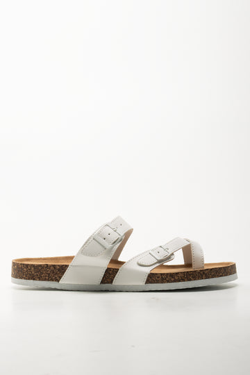 White Toe Post Footbed Sandals